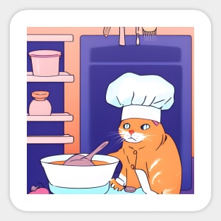 orange cat cooking 02 Sticker